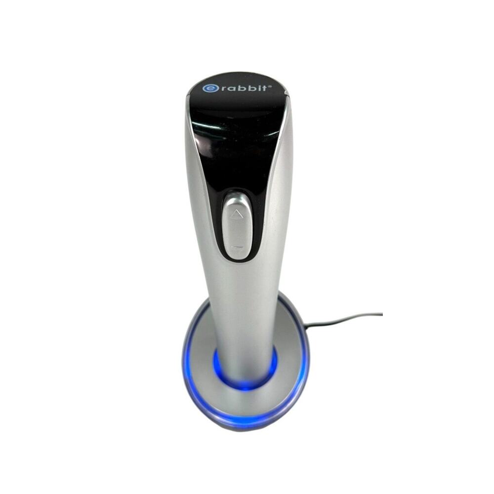 Rabbit Electric Wine Opener W9200 W/ Blue Lighted Charging Base Silver‎